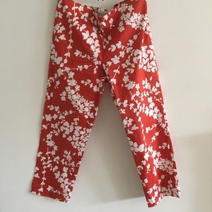 Michael Kors coral floral printed cropped pants